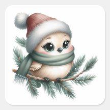 Autocollant d'oiseau d'hiver cosy
