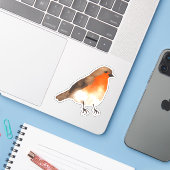 Autocollant d'oiseaux de jardin Robin d'aquarelle (Ordinateur portable avec iPhone)