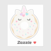 Autocollant Donut Licorne Mignon (Feuille)
