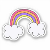 Autocollant doodle arc-en-ciel mignon (Devant)