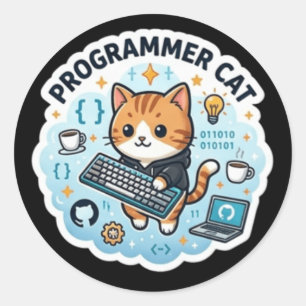 Autocollant d'ordinateur portable de chat de progr