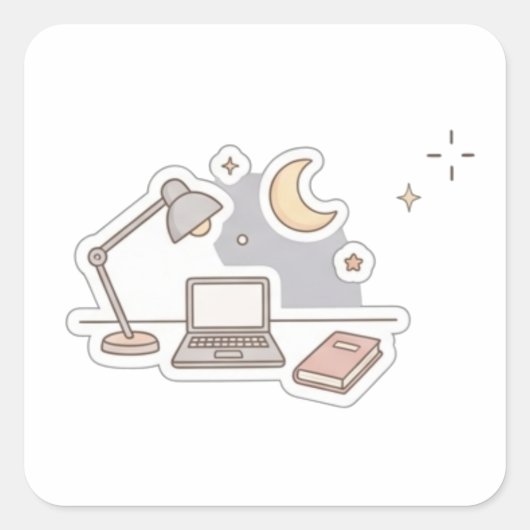 Autocollant d'ordinateur portable d'étude mignon | (Devant)