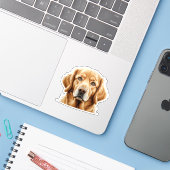Autocollant doré adorable - Chien mignon (Ordinateur portable avec iPhone)