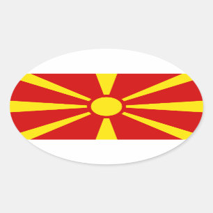 Autocollant d'ovale de drapeau de Macédoine