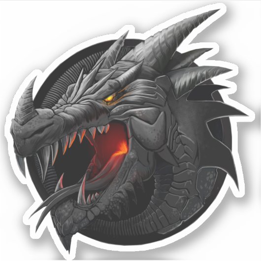 Autocollant Dragon Noir (Devant)