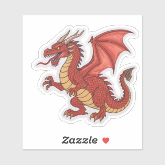 Autocollant Dragon Rouge (Feuille)