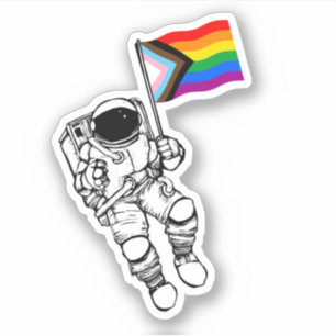 Autocollant Drapeau Fierté Progrès Astronaute
