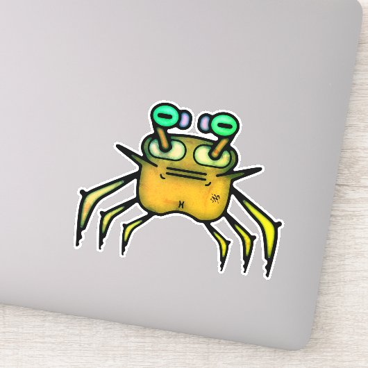 Autocollant drôle de crabe grincheux (Détail)