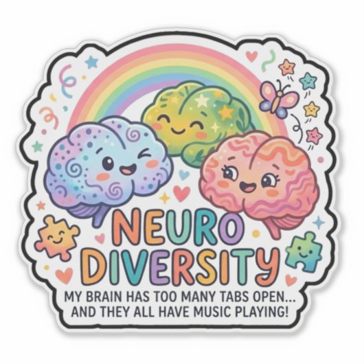 Autocollant drôle de neurodiversité (Devant)