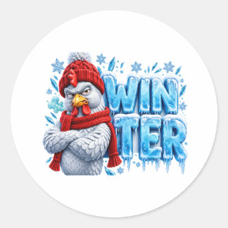 Autocollant drôle de poulet d'hiver - Coq en colèr