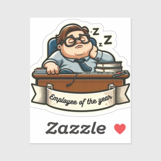 Autocollant drôle "Employé de l'année"- sarcasme-  (Feuille)