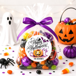 Autocollant drôle et joyeux d'Halloween de citroui