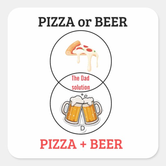 Autocollant drôle Pizza et Bière avec nom personna (Devant)