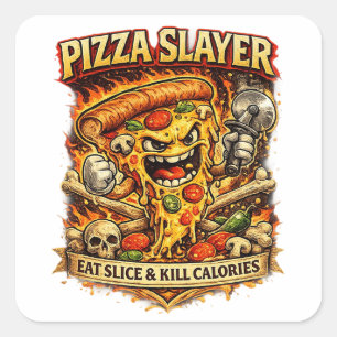 Autocollant drôle Pizza Time – Manger de la pizza