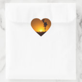 Autocollant du coeur du coucher de soleil (Sac)
