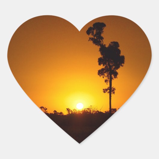 Autocollant du coeur du coucher de soleil (Devant)