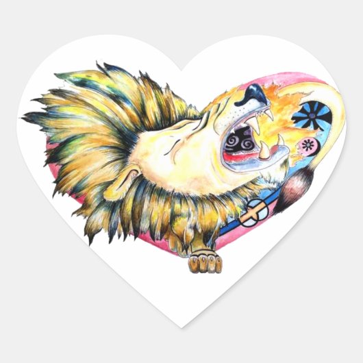 autocollant du coeur du lion (Devant)
