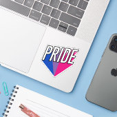 Autocollant du drapeau de la fierté bisexuelle (Ordinateur portable avec iPhone)