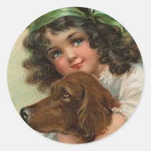 Autocollant du jour de St. Patrick avec lass irlan