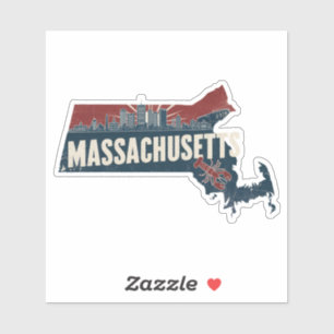 Autocollant du Massachusetts Retro