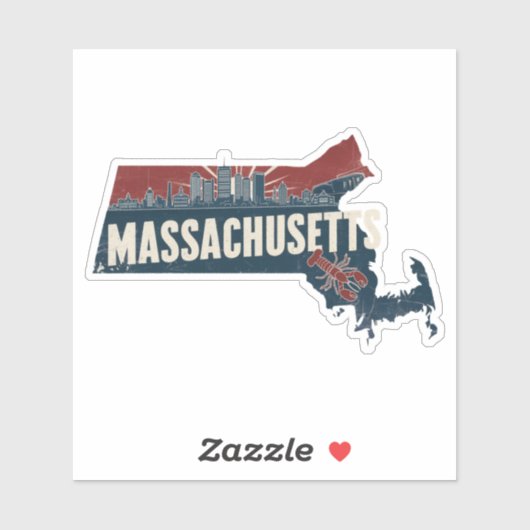 Autocollant du Massachusetts Retro (Feuille)