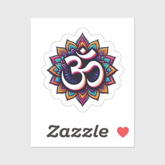 Autocollant du symbole de méditation Om indien (Feuille)