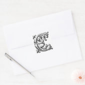 Autocollant E majuscule initial en argent (Enveloppe)