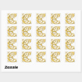 Autocollant E majuscule initial en or (Feuille)