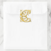 Autocollant E majuscule initial en or (Sac)