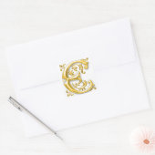 Autocollant E majuscule initial en or (Enveloppe)