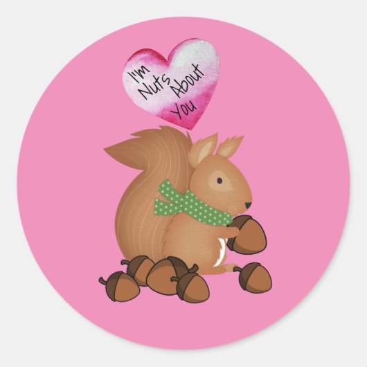 Autocollant Écureuil de la Saint-Valentin Fou de T (Devant)