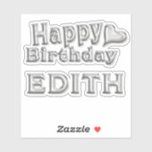 Autocollant Edith Joyeux Anniversaire argent (Feuille)