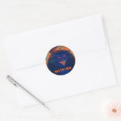 Autocollant effrayant Cat Blue 'Your Text' (Enveloppe)