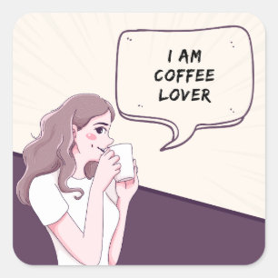 Autocollant Élégant Amateur de Café   le café est 