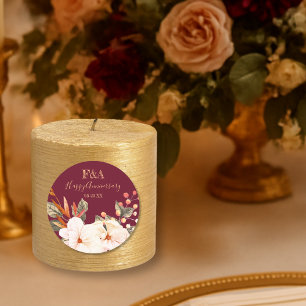 Autocollant élégant d'anniversaire à motif floral