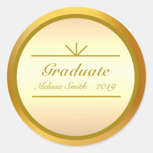Autocollant élégant de diplômé en or