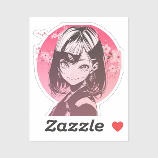 Autocollant élégant de fille d'anime (Feuille)
