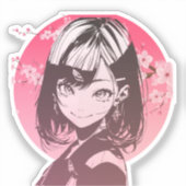Autocollant élégant de fille d'anime (Recto)