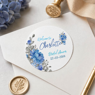 Autocollant élégant de fleurs bleues pour la douch