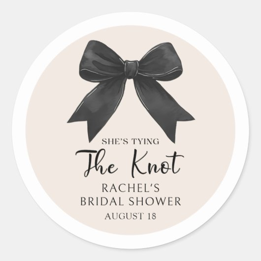 Autocollant élégant de shower de mariage à noeud n (Devant)