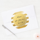Autocollant élégant rayé blanc et or chic (Enveloppe)