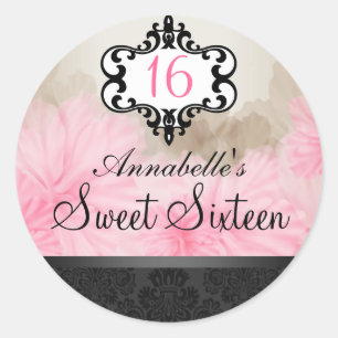 Autocollant Élégant Rose & Noir Floral Chic Sweet