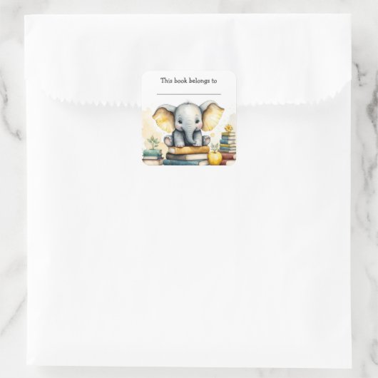 Autocollant éléphant et livres modifiables (Sac)