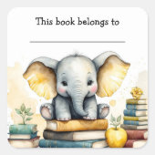 Autocollant éléphant et livres modifiables (Devant)