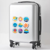 Autocollant Emoji Été Coloré (Sur valise)