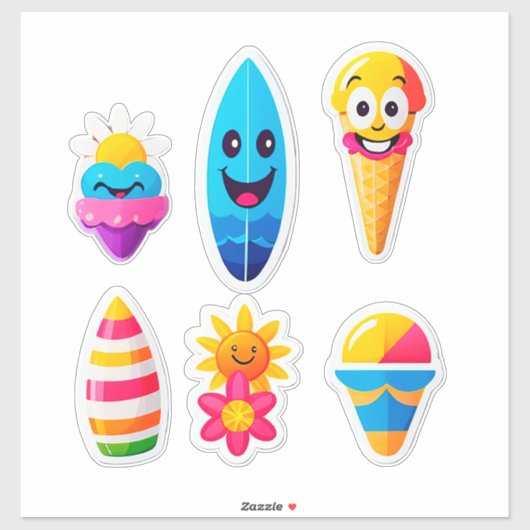 Autocollant Emoji Été Coloré (Feuille)