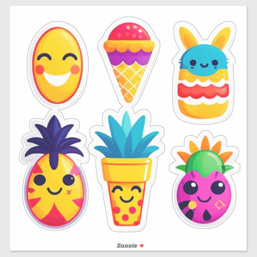 Autocollant Emoji Été Coloré (Feuille)