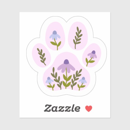 Autocollant Empreinte de patte de chien floral - a (Feuille)