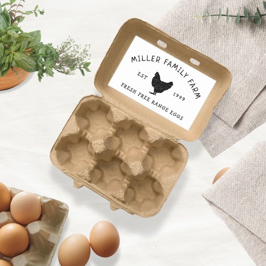 Autocollant en carton d'oeuf de poulet de la ferme