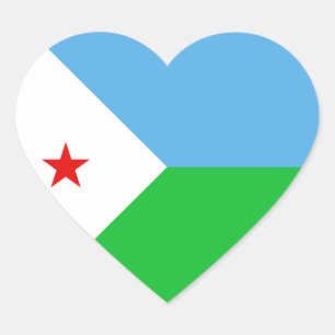 Autocollant en forme de cœur avec le drapeau de Dj